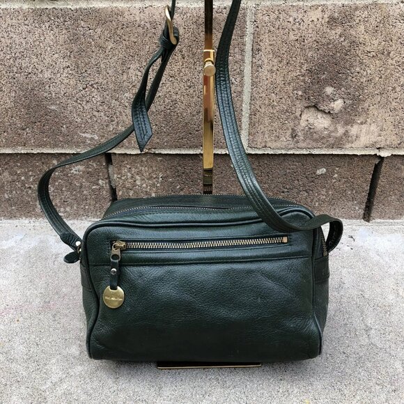 Vintage SERETA Crossbody Purse Women's Retro Shoulder Bag Green Leather Zipper - Picture 1 of 12